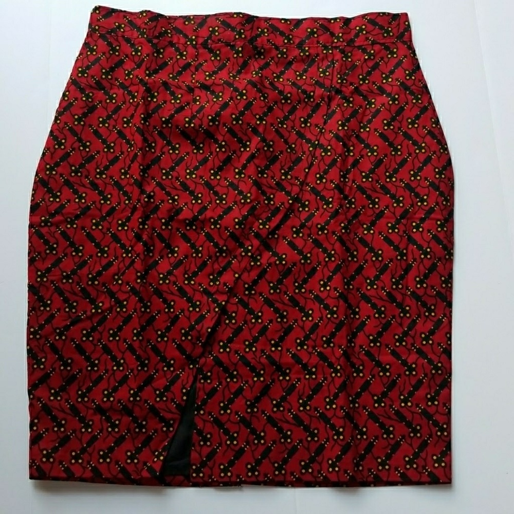 Ankara Print  Red Asymmetric skirt Size L.
